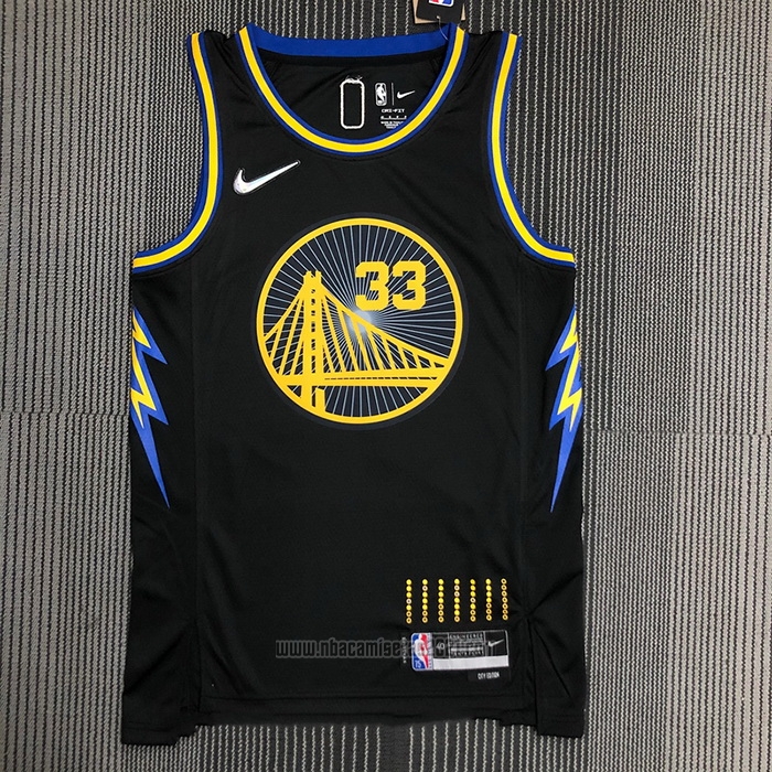 Camiseta Golden State Warriors James Wiseman #33 Ciudad 2021-22 Negro